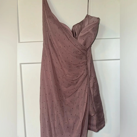 MICHELLE MASON Bustier Draped Gown Silk Mauve Polka Dot 4 - Picture 7 of 8